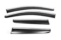Nissan Qashqai 2010–2014 Logu vēja deflektori ar hromētu moldingu (4 gab., Sunplex Chrome) foto 2