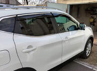 Nissan Qashqai 2014–2021 Logu vēja deflektori ar hromētu moldingu (4 gab., Sunplex Chrome) foto 6