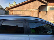 Opel Astra J 2009–2015 Logu vēja deflektori ar hromētu līsti un svītru HB/SD (4 gab., Sunplex Chrome) foto 2