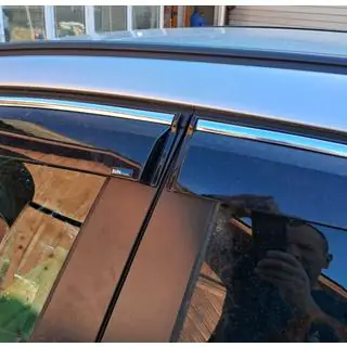 Logu vēja deflektori ar hromētu līsti un svītru HB/SD (4 gab., Sunplex Chrome) foto 4