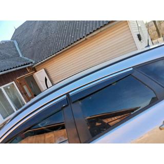 Logu vēja deflektori ar hromētu līsti un svītru HB/SD (4 gab., Sunplex Chrome) Opel Astra J 2009–2015 foto 3