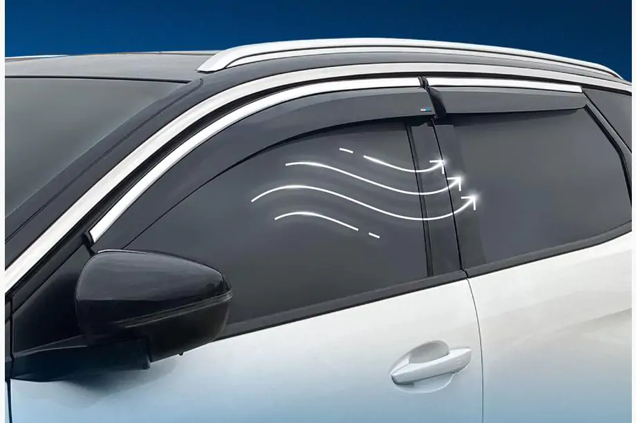 Peugeot 3008 2016–2023 Logu vēja deflektori ar hromētu moldingu (4 gab., Sunplex Chrome) Image