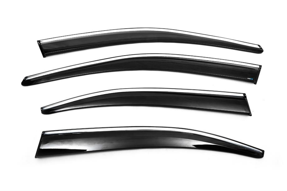 Skoda Octavia III A7 2013–2019 Logu vēja deflektori ar hromētu moldingu Liftback (4 gab., Sunplex Chrome) Image