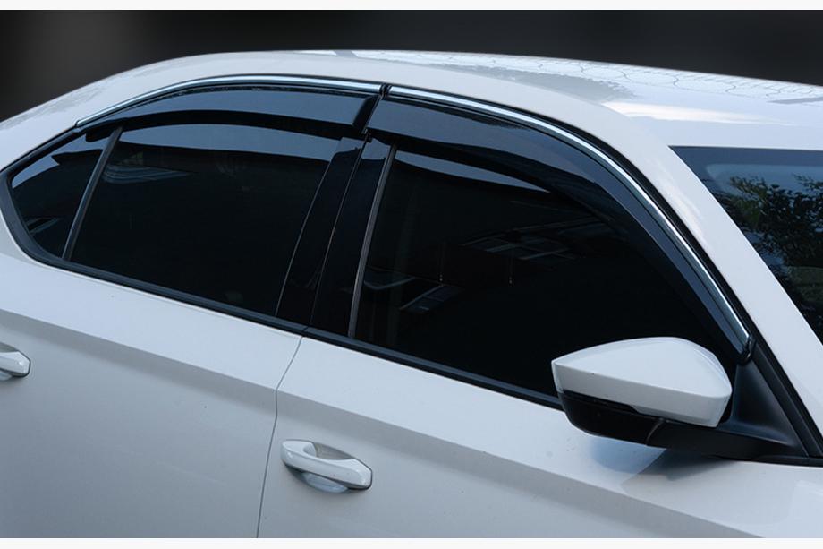 Skoda Superb 2015–2024 Logu vēja deflektori ar hromētu līsti SD (4 gab., Sunplex Chrome) Image