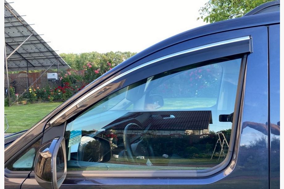 Volkswagen Caddy 2020– Sānu logu vēja deflektori ar hroma līsti (2 gab., Sunplex Chrome) Foto 1