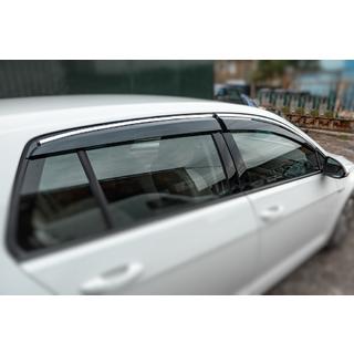 Logu vēja deflektori ar hroma moldingiem HB (4 gab., Sunplex Chrome) Volkswagen Golf 7/E-Golf 2012–2020 foto 1