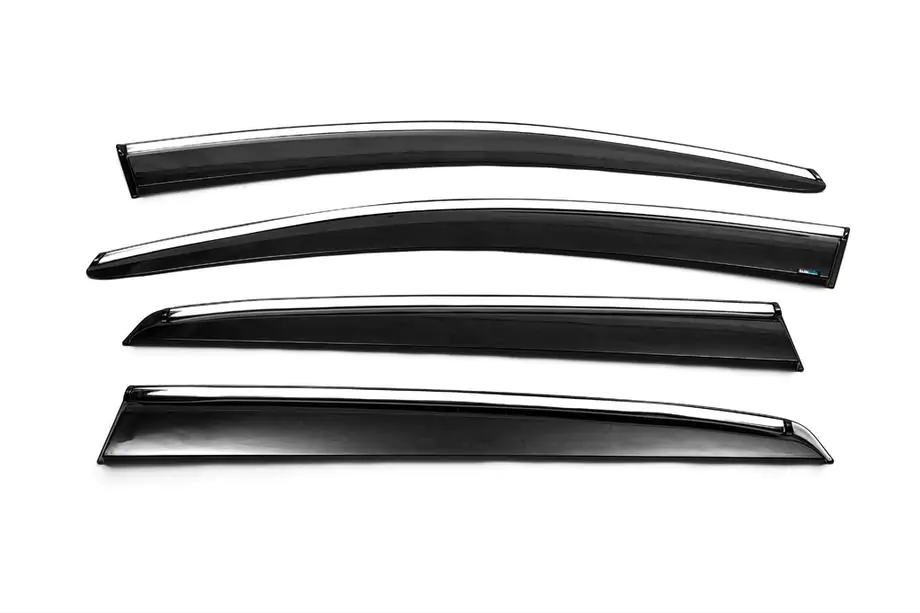 Volkswagen Golf 7/E-Golf 2012–2020 Logu vēja deflektori ar hroma moldingiem HB (4 gab., Sunplex Chrome) Foto 5