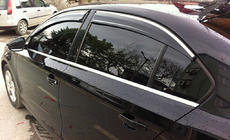 Volkswagen Jetta 2011–2018 Logu vēja deflektori ar hromētu moldingu (4 gab., Sunplex Chrome) foto 1