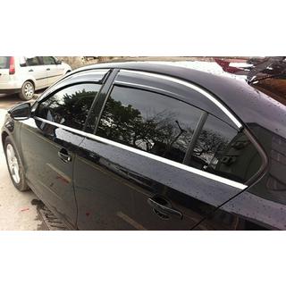 Logu vēja deflektori ar hromētu moldingu (4 gab., Sunplex Chrome) Volkswagen Jetta 2011–2018 foto 1