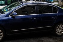 Volkswagen Passat B6 2006–2012 Logu vēja deflektori ar hromētu moldingu (4 gab., Sunplex Chrome) foto 6