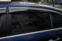 Volkswagen Passat B6 2006–2012 Logu vēja deflektori ar hromētu moldingu (4 gab., Sunplex Chrome) foto 2