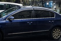 Volkswagen Passat B6 2006–2012 Logu vēja deflektori ar hromētu moldingu (4 gab., Sunplex Chrome) foto 3