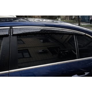 Logu vēja deflektori ar hromētu moldingu (4 gab., Sunplex Chrome) Volkswagen Passat B6 2006–2012 foto 2