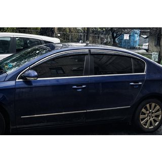 Logu vēja deflektori ar hromētu moldingu (4 gab., Sunplex Chrome) Volkswagen Passat B6 2006–2012 foto 3