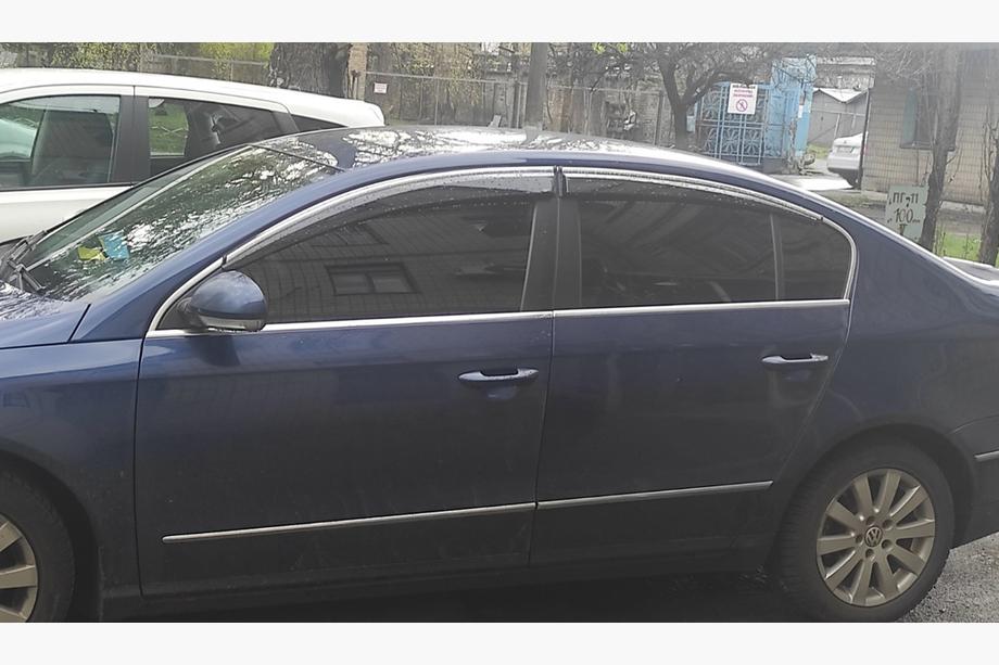 Volkswagen Passat B7 2012–2015 Sānu logu vēja deflektori ar hroma līsti SD (4 gab., EU, Sunplex Chrome) Foto 1