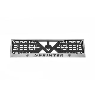 Hromēts numura zīmes rāmītis (1 gab., nerūsējošais tērauds) Mercedes Sprinter W901/902/903/904/905 1995–2006 foto 1