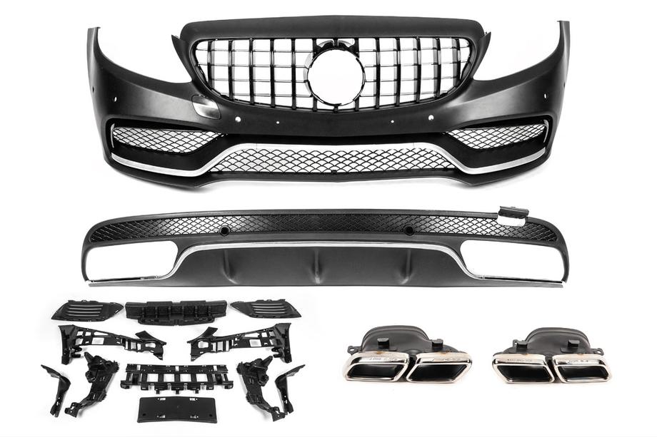 Mercedes C-class W205 2014–2021 Virsbūves komplekts ar difuzoru V1 (AMG C63-designs 2014-2018) Image