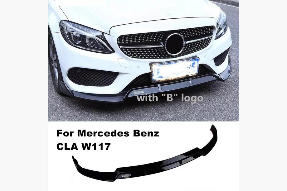 Mercedes CLA C117 2013–2019 Priekšējā bampera lūpa V1 (melna) Foto 3