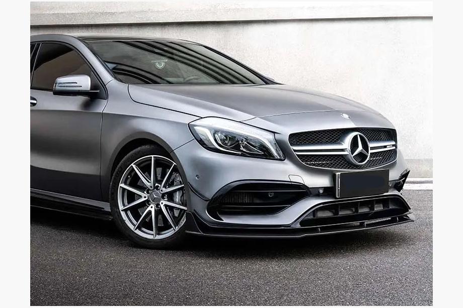 Mercedes A-class W176 2012–2018 Priekšējā bampera lipspoilers (AMG-Line / A45 AMG HB 2016-2018, melns) Image