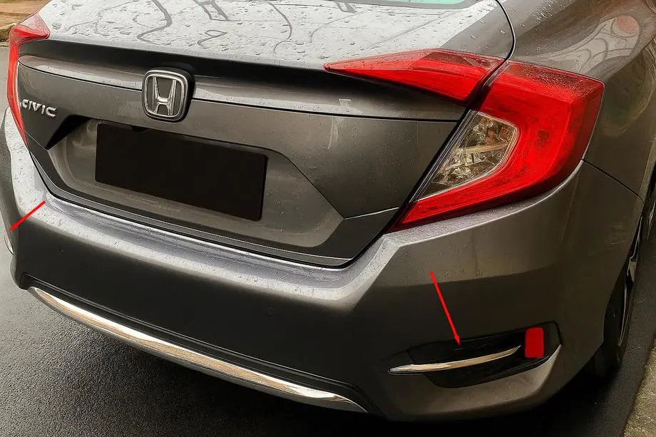 Honda Civic Sedans X 2016–2021 Nerūsējošā tērauda hroma uzlikas aizmugurējiem miglas lukturiem (2 gab.) Image