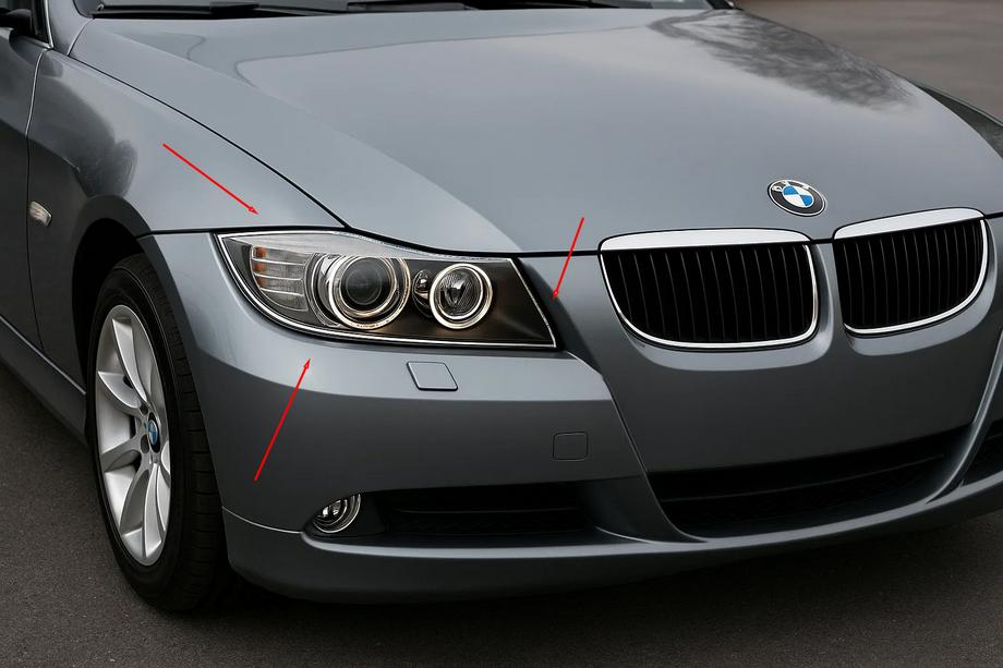 BMW 3. sērija E90/E91 2005–2011 Priekšējo lukturu uzlikas (2 gab., plastmasa) Image