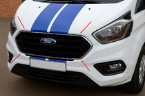 Ford Custom 2013–2022 Hroma uzlikas bampera restēm 2018+ (4 gab., nerūsējošais tērauds) foto 1