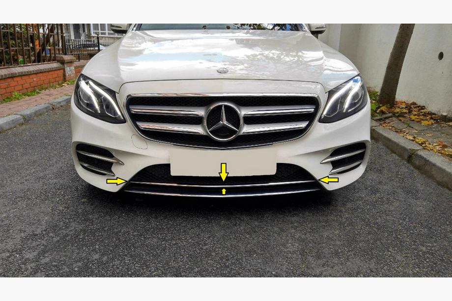 Mercedes E-klase W213 2016–2023 Hroma līste priekšējam bamperim 2016-2020 (nerūsējošais tērauds) Image